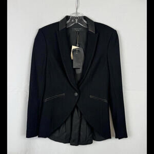 Rag & Bone Hubert Single-Button Wool Lambskin Blazer Jacket Black Size 0 US